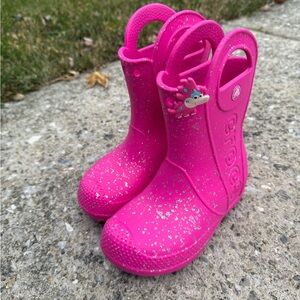 CROCS Fuchsia Sparkle Boots NO CHARM !